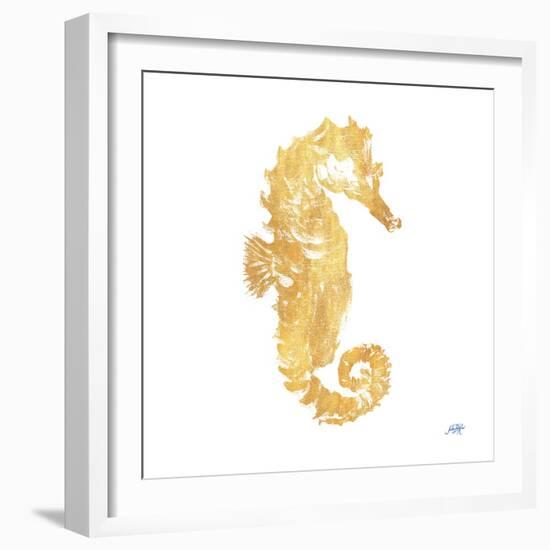 Gold Square Seahorse I-Julie DeRice-Framed Art Print