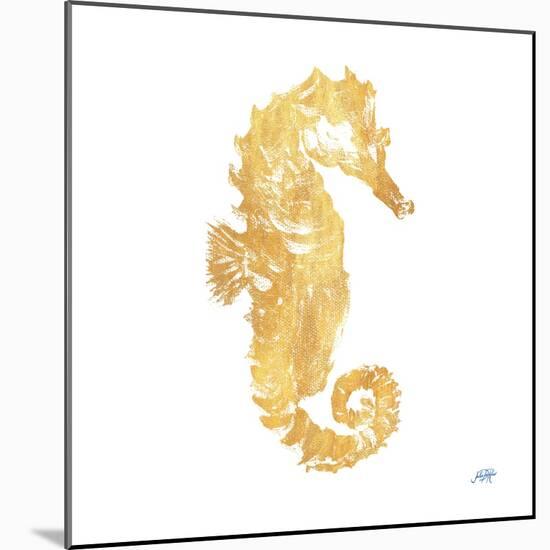 Gold Square Seahorse I-Julie DeRice-Mounted Art Print