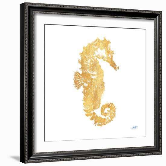 Gold Square Seahorse I-Julie DeRice-Framed Art Print