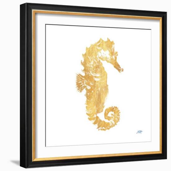 Gold Square Seahorse I-Julie DeRice-Framed Art Print