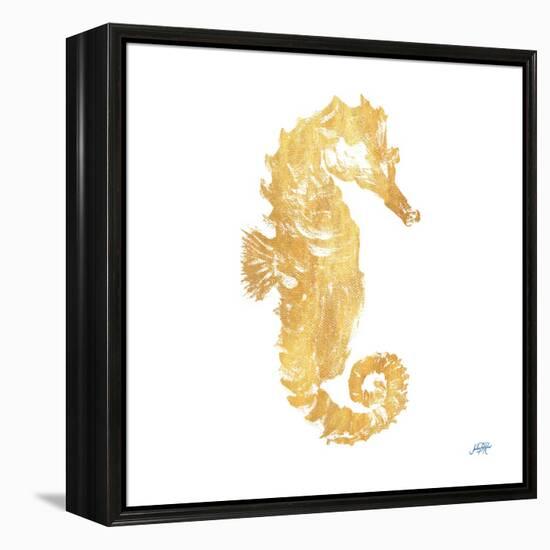 Gold Square Seahorse I-Julie DeRice-Framed Stretched Canvas