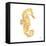 Gold Square Seahorse I-Julie DeRice-Framed Stretched Canvas