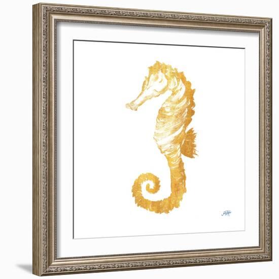 Gold Square Seahorse II-Julie DeRice-Framed Art Print