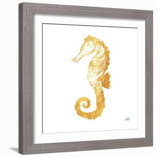 Gold Square Seahorse II-Julie DeRice-Framed Art Print