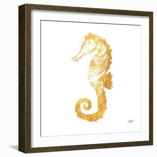 Gold Square Seahorse II-Julie DeRice-Framed Art Print