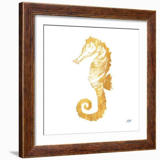 Gold Square Seahorse II-Julie DeRice-Framed Art Print