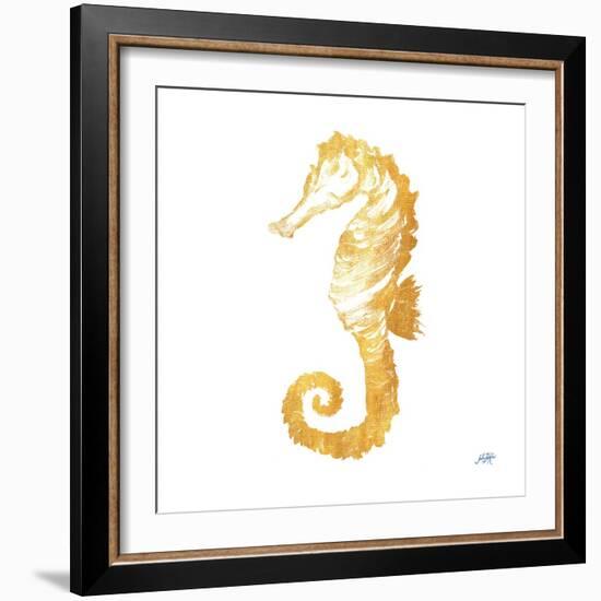 Gold Square Seahorse II-Julie DeRice-Framed Art Print