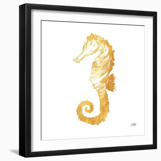 Gold Square Seahorse II-Julie DeRice-Framed Art Print