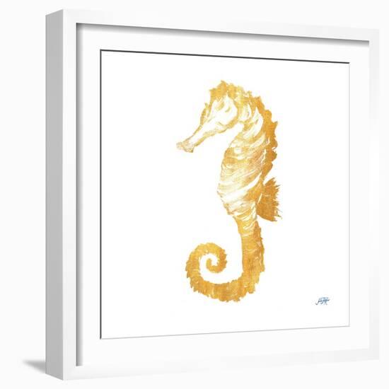 Gold Square Seahorse II-Julie DeRice-Framed Art Print