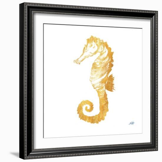 Gold Square Seahorse II-Julie DeRice-Framed Art Print