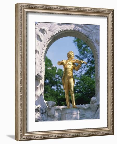 Gold Statue of the Musician Johann Strauss in Vienna, Austria, Europe-Richardson Rolf-Framed Photographic Print