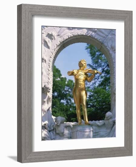 Gold Statue of the Musician Johann Strauss in Vienna, Austria, Europe-Richardson Rolf-Framed Photographic Print