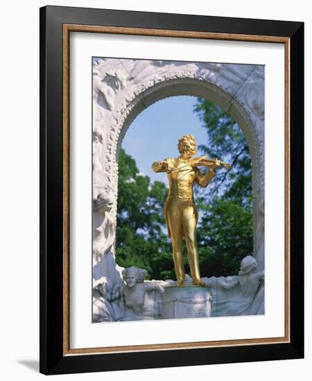 Gold Statue of the Musician Johann Strauss in Vienna, Austria, Europe-Richardson Rolf-Framed Photographic Print