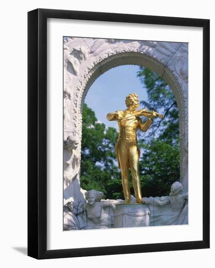 Gold Statue of the Musician Johann Strauss in Vienna, Austria, Europe-Richardson Rolf-Framed Photographic Print