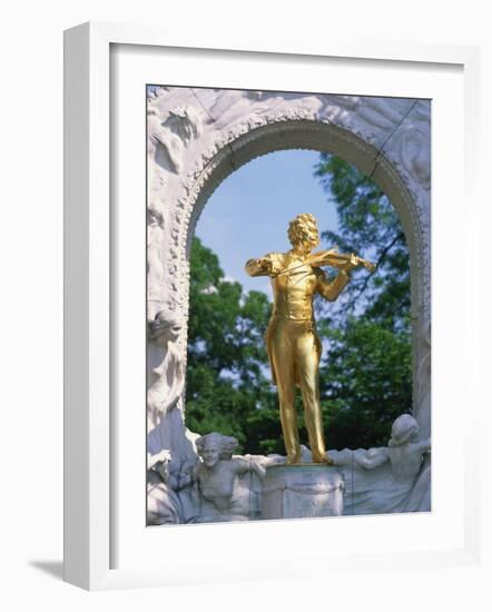 Gold Statue of the Musician Johann Strauss in Vienna, Austria, Europe-Richardson Rolf-Framed Photographic Print