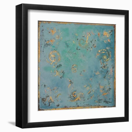 Gold Swirls on Blue-Patricia Pinto-Framed Art Print