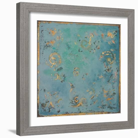 Gold Swirls on Blue-Patricia Pinto-Framed Art Print