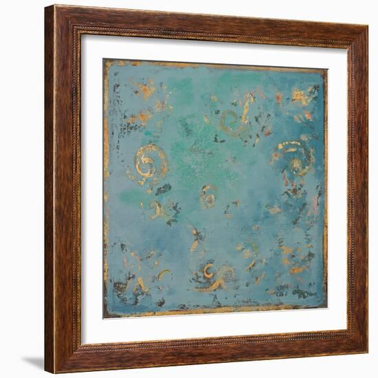 Gold Swirls on Blue-Patricia Pinto-Framed Art Print