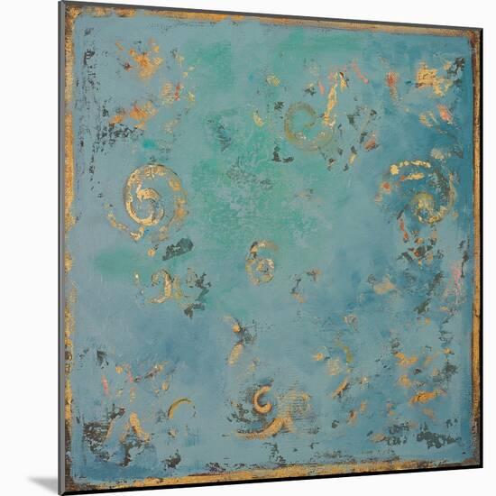 Gold Swirls on Blue-Patricia Pinto-Mounted Art Print