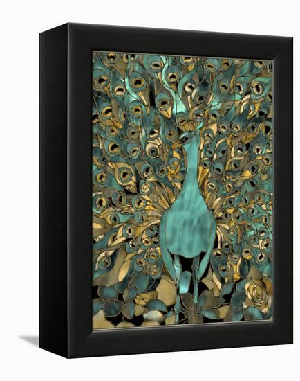 Gold Teal Peacock-Mindy Sommers-Framed Premier Image Canvas