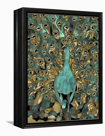 Gold Teal Peacock-Mindy Sommers-Framed Premier Image Canvas