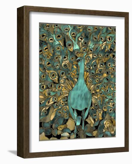 Gold Teal Peacock-Mindy Sommers-Framed Giclee Print