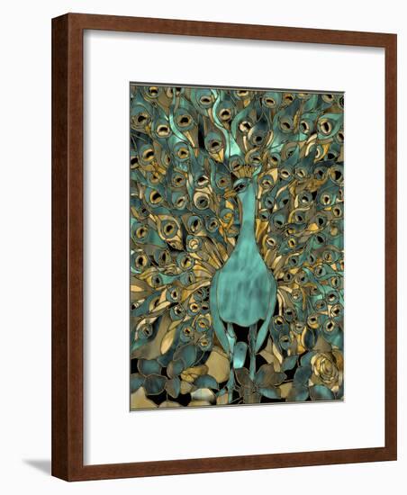 Gold Teal Peacock-Mindy Sommers-Framed Giclee Print