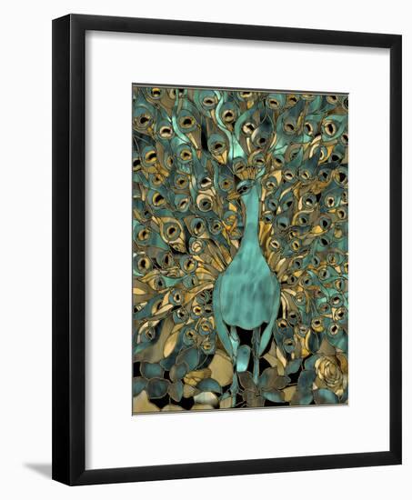 Gold Teal Peacock-Mindy Sommers-Framed Giclee Print