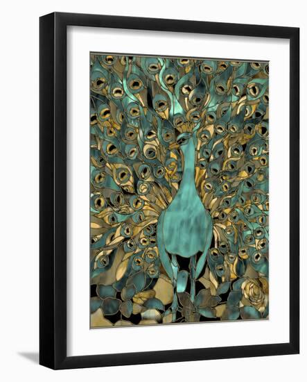 Gold Teal Peacock-Mindy Sommers-Framed Giclee Print