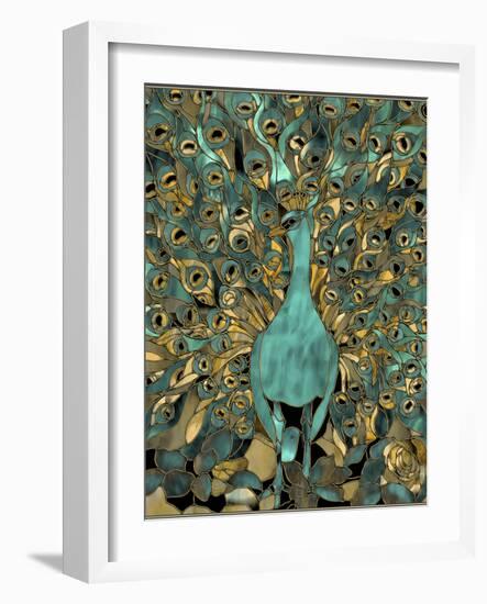 Gold Teal Peacock-Mindy Sommers-Framed Giclee Print