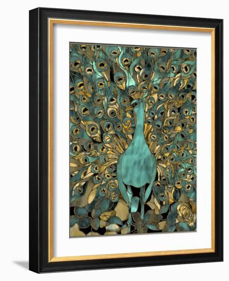 Gold Teal Peacock-Mindy Sommers-Framed Giclee Print