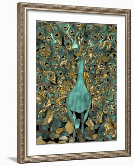 Gold Teal Peacock-Mindy Sommers-Framed Giclee Print