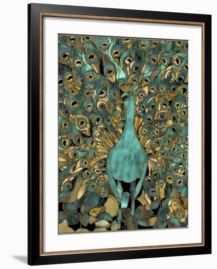 Gold Teal Peacock-Mindy Sommers-Framed Giclee Print