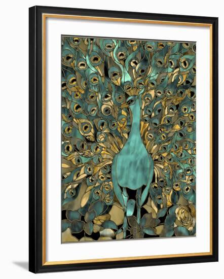 Gold Teal Peacock-Mindy Sommers-Framed Giclee Print