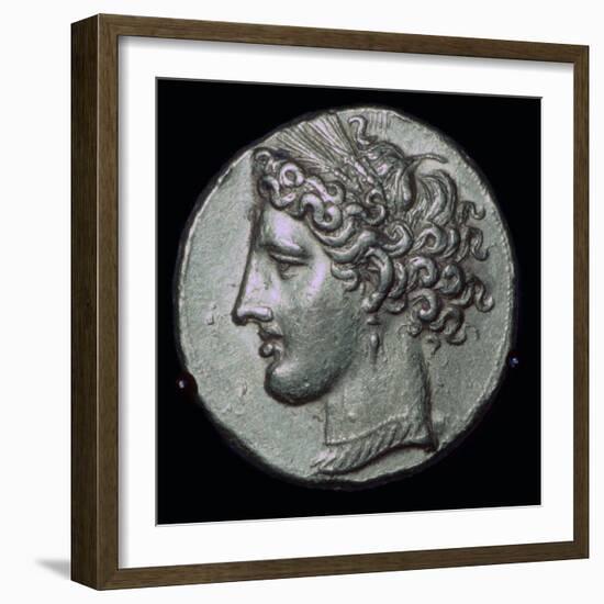 Gold tetradrachm with head of Tanit, 3rd century BC.-Unknown-Framed Giclee Print