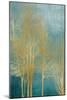 Gold Trees on Aqua Panel I-Kate Bennett-Mounted Art Print