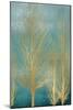 Gold Trees on Aqua Panel II-Kate Bennett-Mounted Art Print