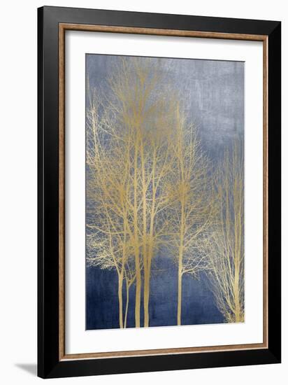 Gold Trees on Blue Panel I-Kate Bennett-Framed Art Print