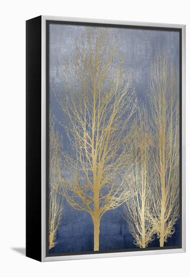 Gold Trees on Blue Panel II-Kate Bennett-Framed Stretched Canvas