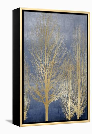 Gold Trees on Blue Panel II-Kate Bennett-Framed Stretched Canvas