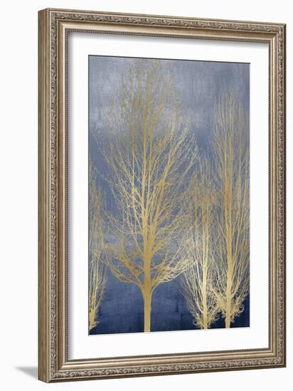 Gold Trees on Blue Panel II-Kate Bennett-Framed Art Print