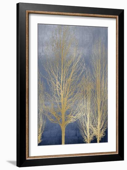 Gold Trees on Blue Panel II-Kate Bennett-Framed Art Print