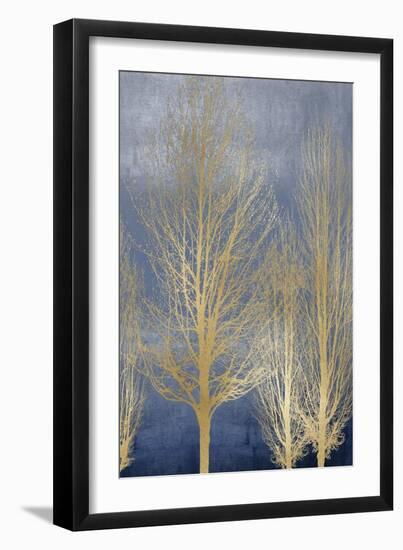 Gold Trees on Blue Panel II-Kate Bennett-Framed Art Print