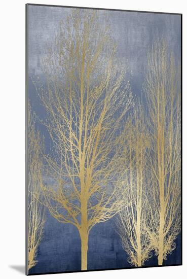 Gold Trees on Blue Panel II-Kate Bennett-Mounted Art Print