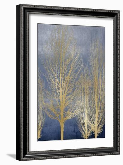 Gold Trees on Blue Panel II-Kate Bennett-Framed Art Print