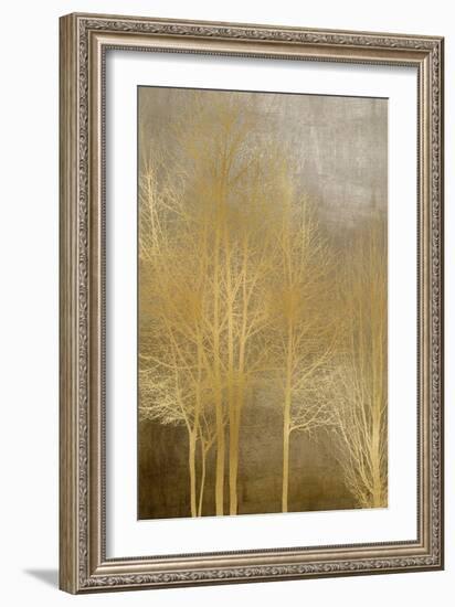 Gold Trees on Brown Panel I-Kate Bennett-Framed Art Print