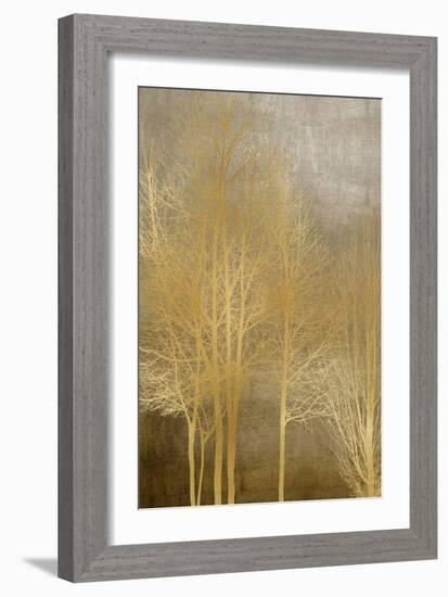 Gold Trees on Brown Panel I-Kate Bennett-Framed Art Print