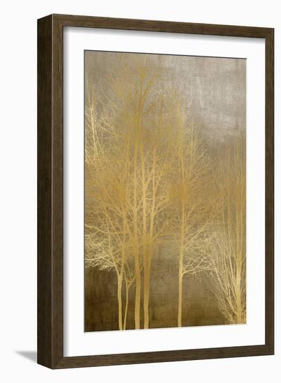 Gold Trees on Brown Panel I-Kate Bennett-Framed Art Print