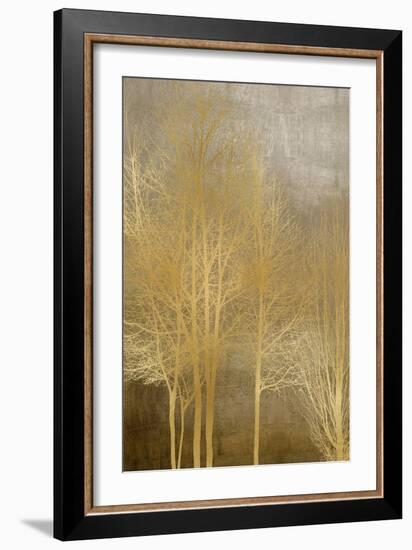 Gold Trees on Brown Panel I-Kate Bennett-Framed Art Print