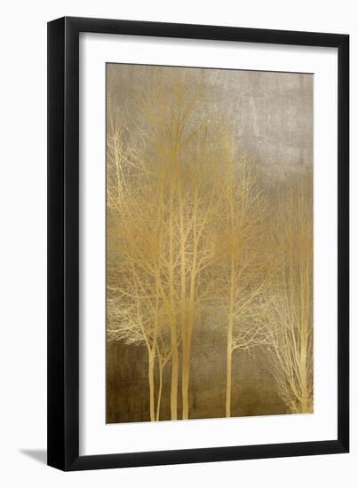 Gold Trees on Brown Panel I-Kate Bennett-Framed Art Print